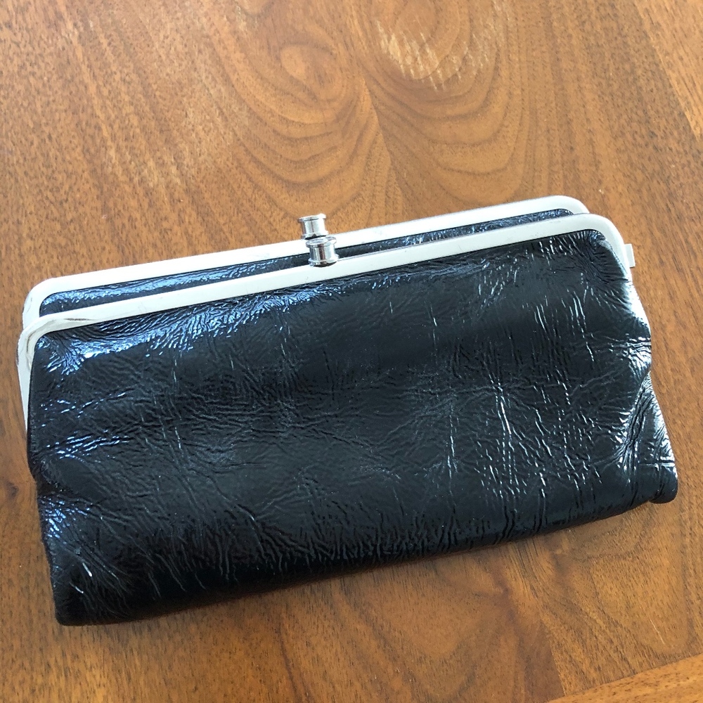 HOBO Bags Black Bifold Clutch Patent Leather